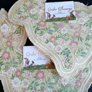 EASTER PLACEMATS 2 Sets of 3 = 6 BLESSINGS 13 x 19" 💐 🐇 Burlap BRAND-NEW w/tag